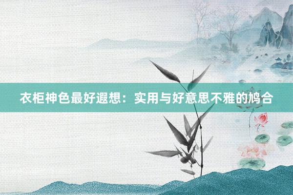 衣柜神色最好遐想：实用与好意思不雅的鸠合