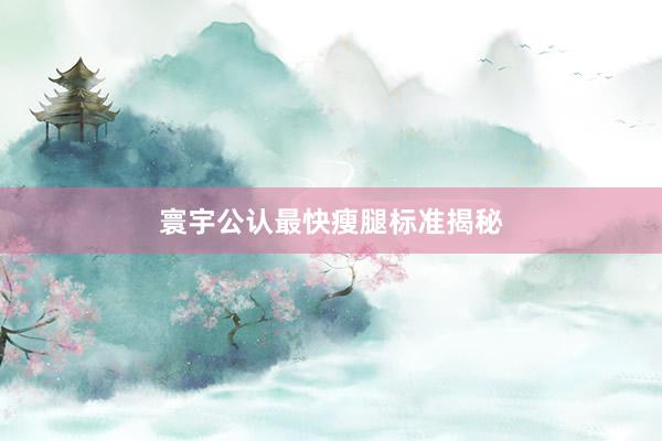 寰宇公认最快瘦腿标准揭秘